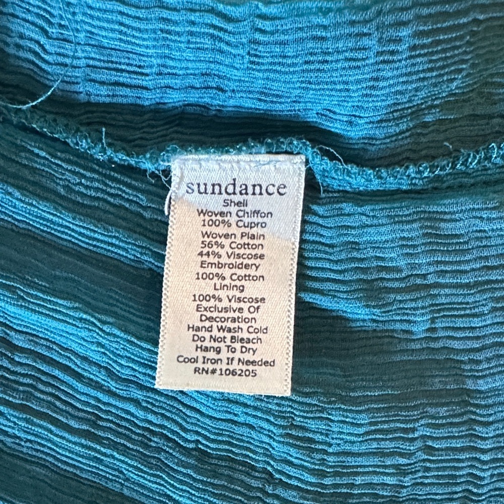 Sundance Romatic Boho Adore Moi Long Sleeve Midi Eyelet Sheer Pacific Blue Dress - Picture 7 of 12